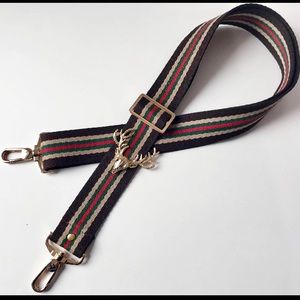 1.5” Adjustable Strap w Elk Brooch & Gold hardware